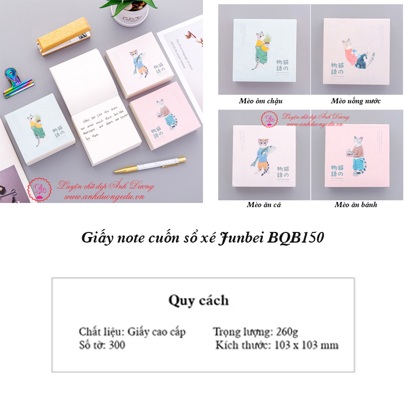 Giấy note cuốn sổ xé Junbei BQB150