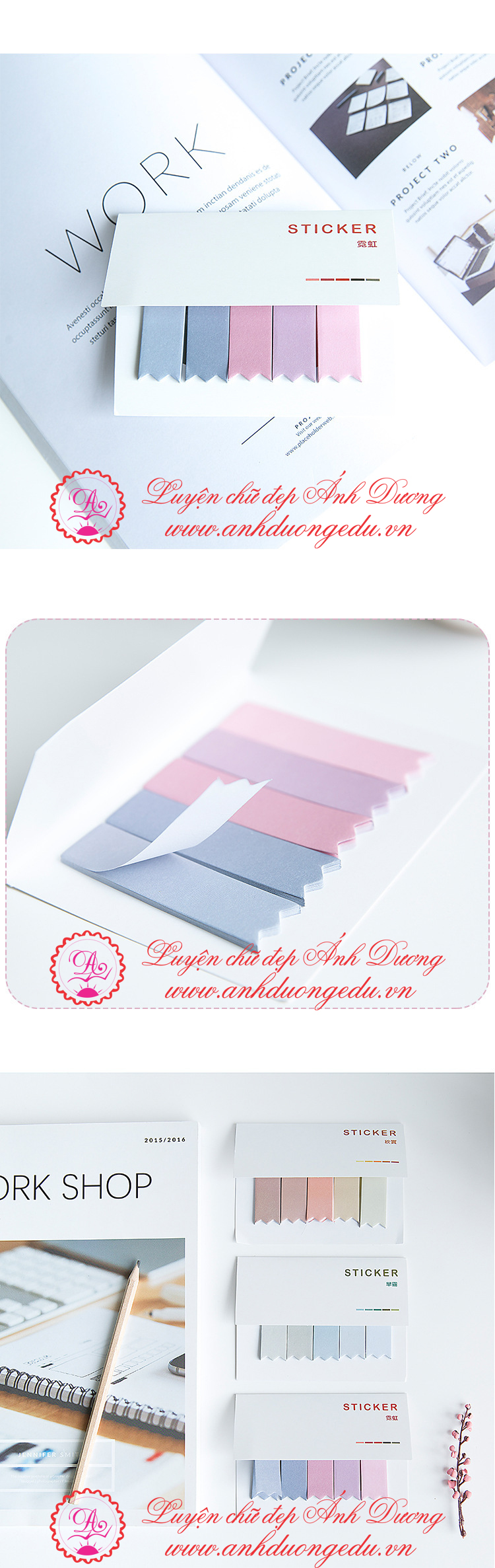 Giấy Note Sticker 5 thẻ viền ziczac