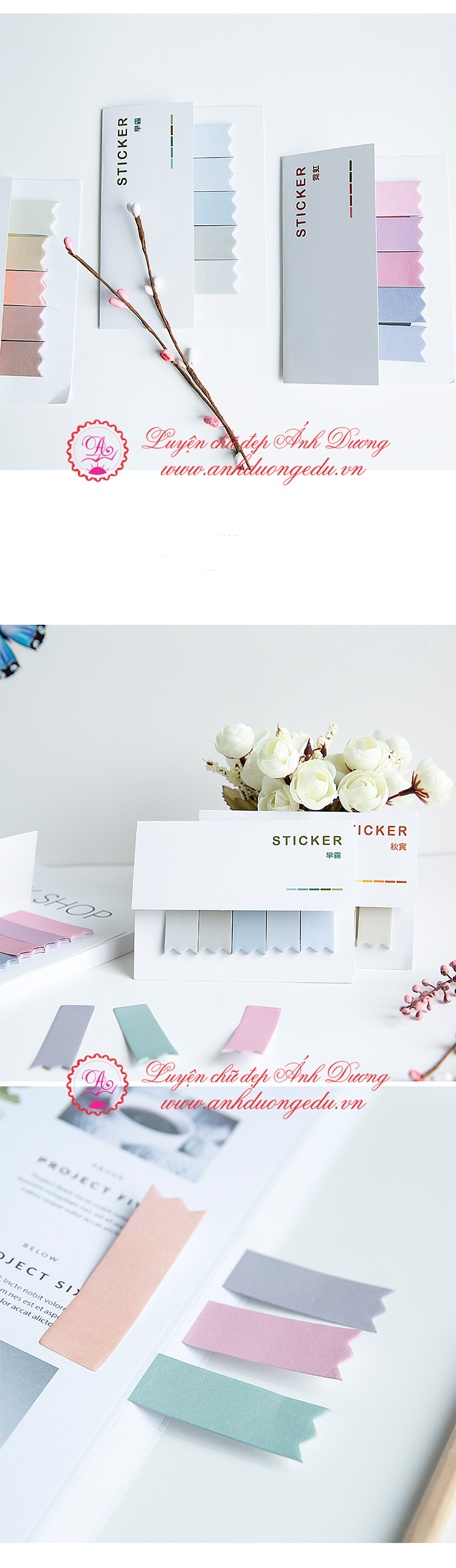 Giấy Note Sticker 5 thẻ viền ziczac