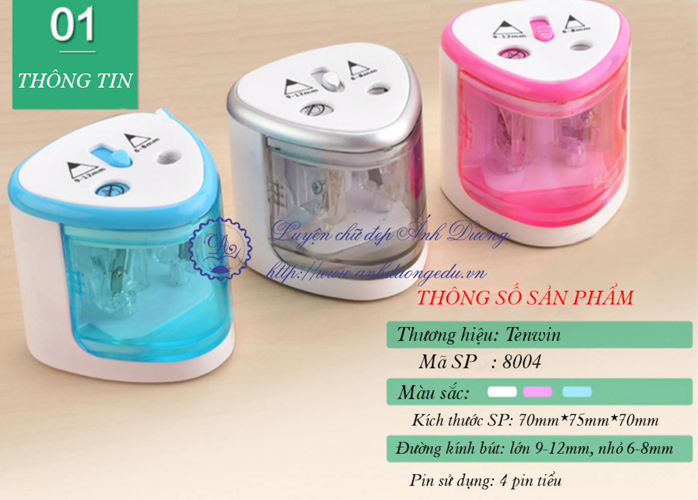 Gọt chì tự động chạy pin 2 lỗ Tenwin