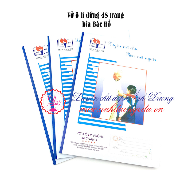 Vở ô ly đứng - 4 ly(48 trang) bìa Bác Hồ