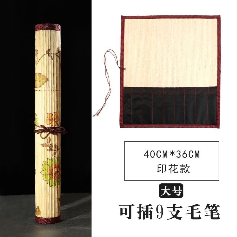 Mành cuộn bút thư pháp may 4 mặt in hoa 40x36
