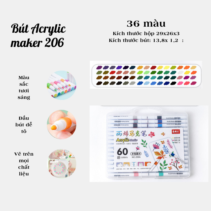 Bộ bút acrylic N206 - 24 màu