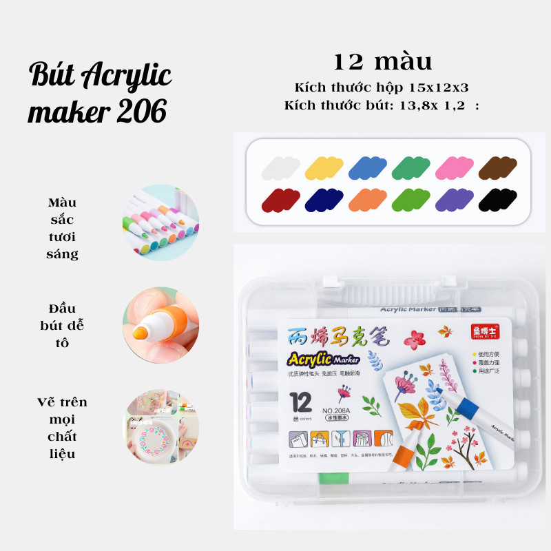 Bộ bút acrylic N206 - 24 màu