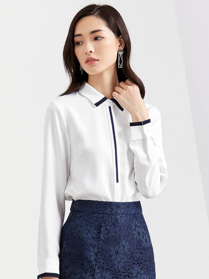 đồng phục sơ mi nữ cổ đức màu trắng