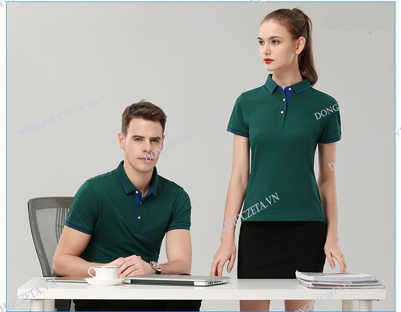 Áo phông đồng phục công ty đẹp màu xanh cổ vịt
