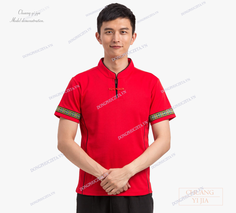 Áo đồng phục màu đỏ cho nhân viên nhà hàng trung quốc