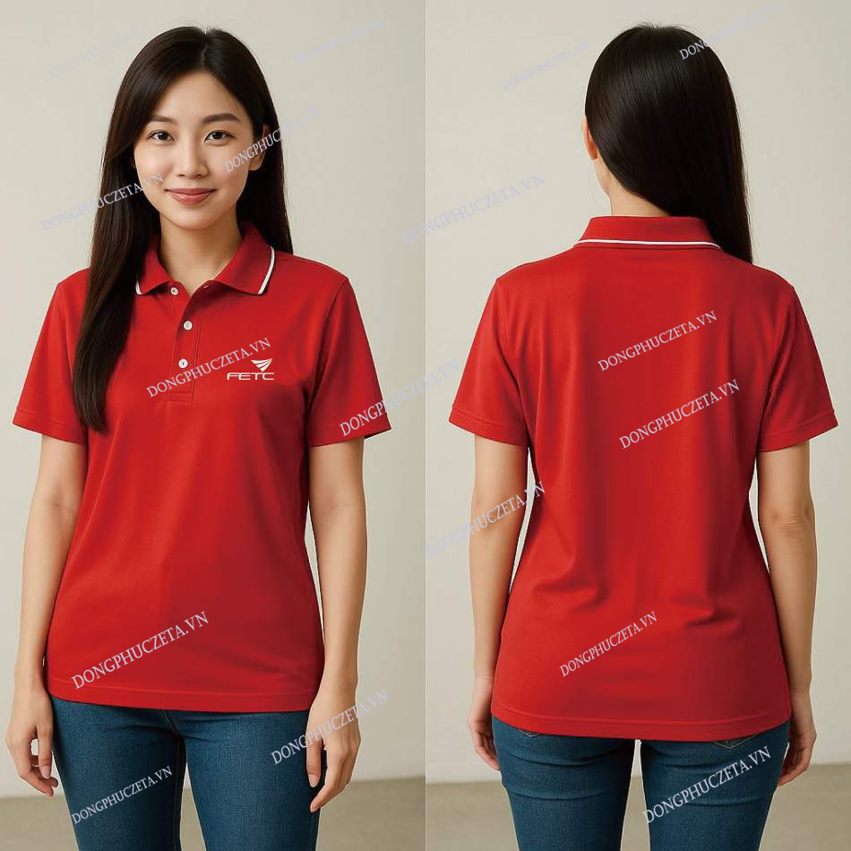 Áo đồng phục màu đỏ cho công ty