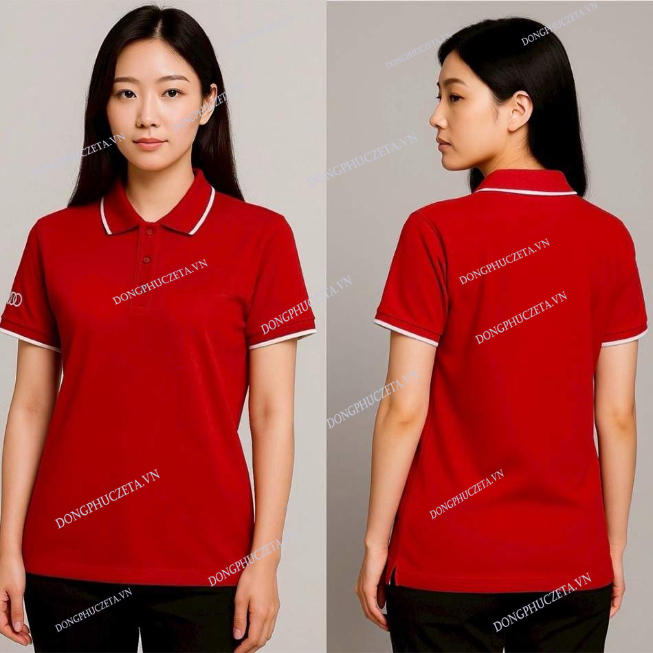  áo polo màu đỏ đồng phục nhân viên công ty cao cấp