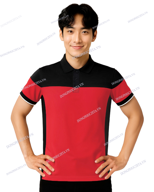  áo polo màu đỏ đồng phục nhân viên  ngân hàng