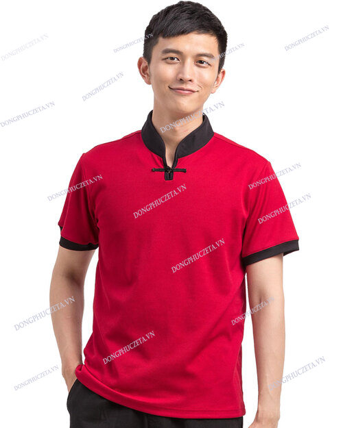  áo polo màu đỏ đồng phục nhà hàng 