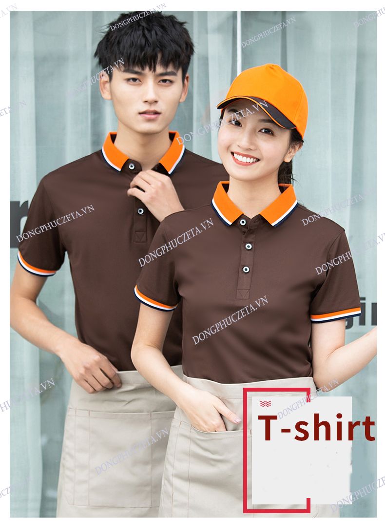 áo phông quán trà sữa màu nâu