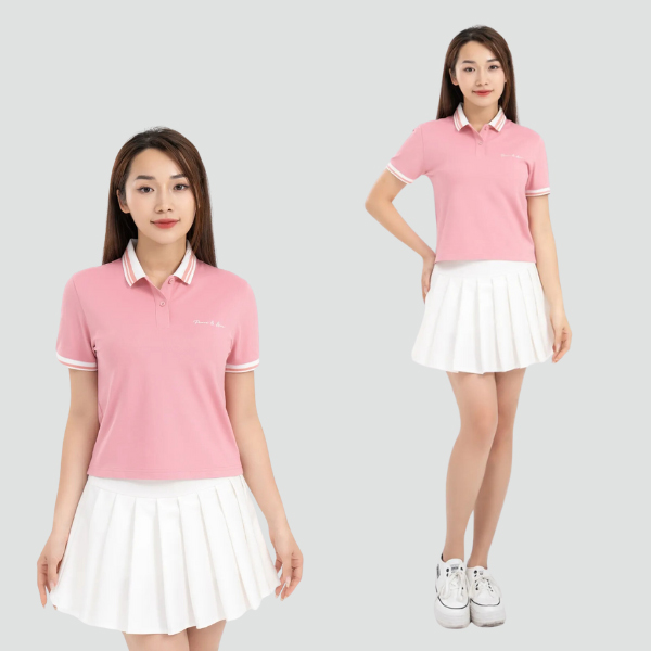 áo phông đồng phục nhân viên màu hồng