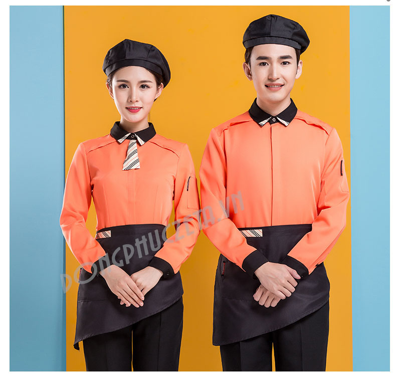 áo sơ mi đồng phục nhà hàng màu da cam