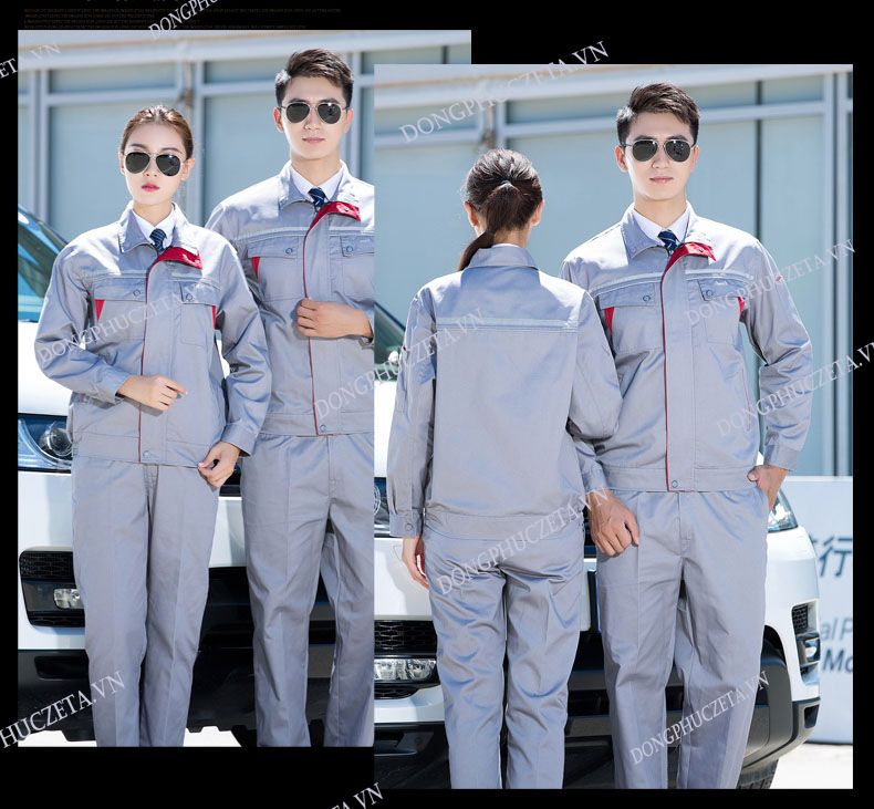 đồng phục bảo hộ kỹ thuật màu ghi sáng