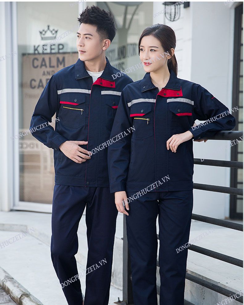 Áo kỹ sư màu ghi phối navy