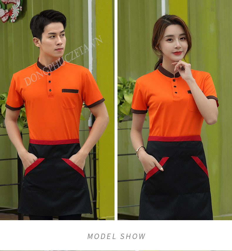 áo phông đồng phục nhà hàng màu cam