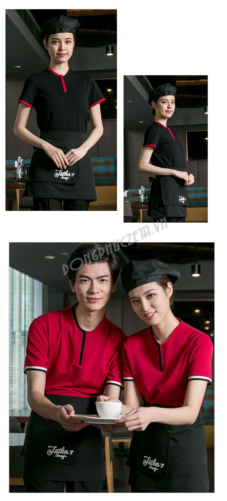đồng phục nhà hàng màu đen