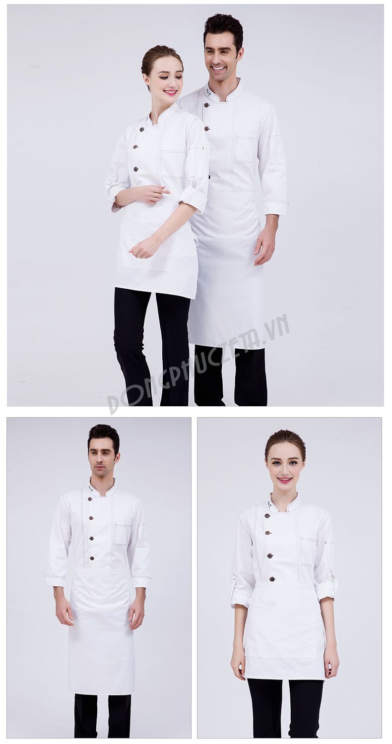 đồng phục bếp màu trắng