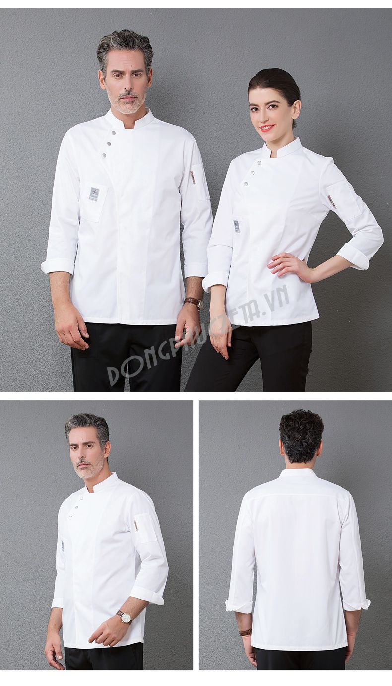 đồng phục đầu bếp màu trắng