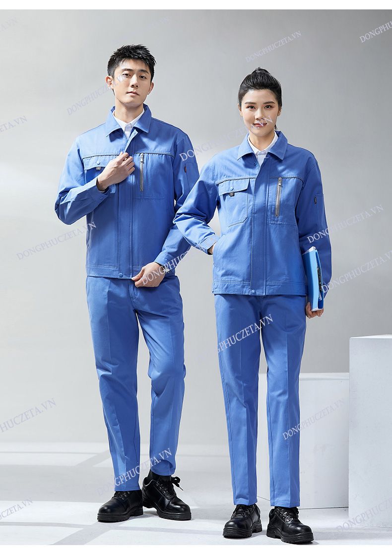 xưởng may đồng phục gara ô tô màu xanh dương