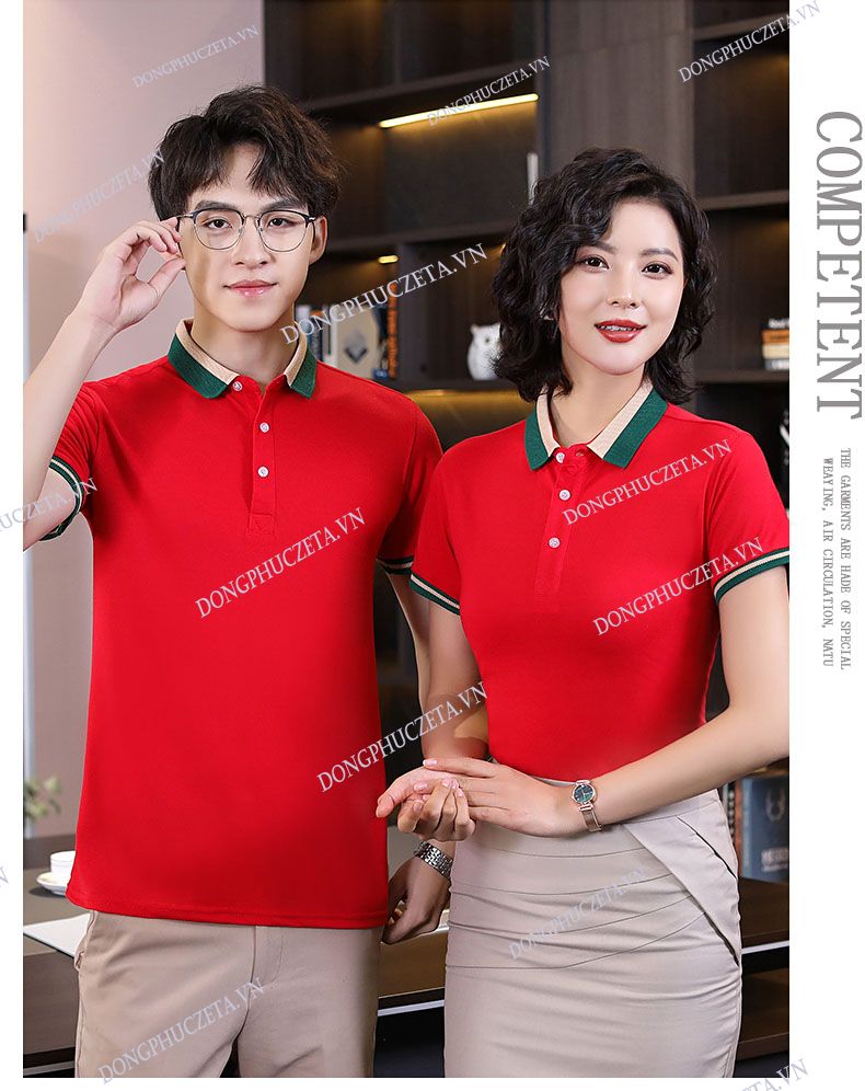 Mẫu Đồng Phục Quán Ăn màu xanh đỏ