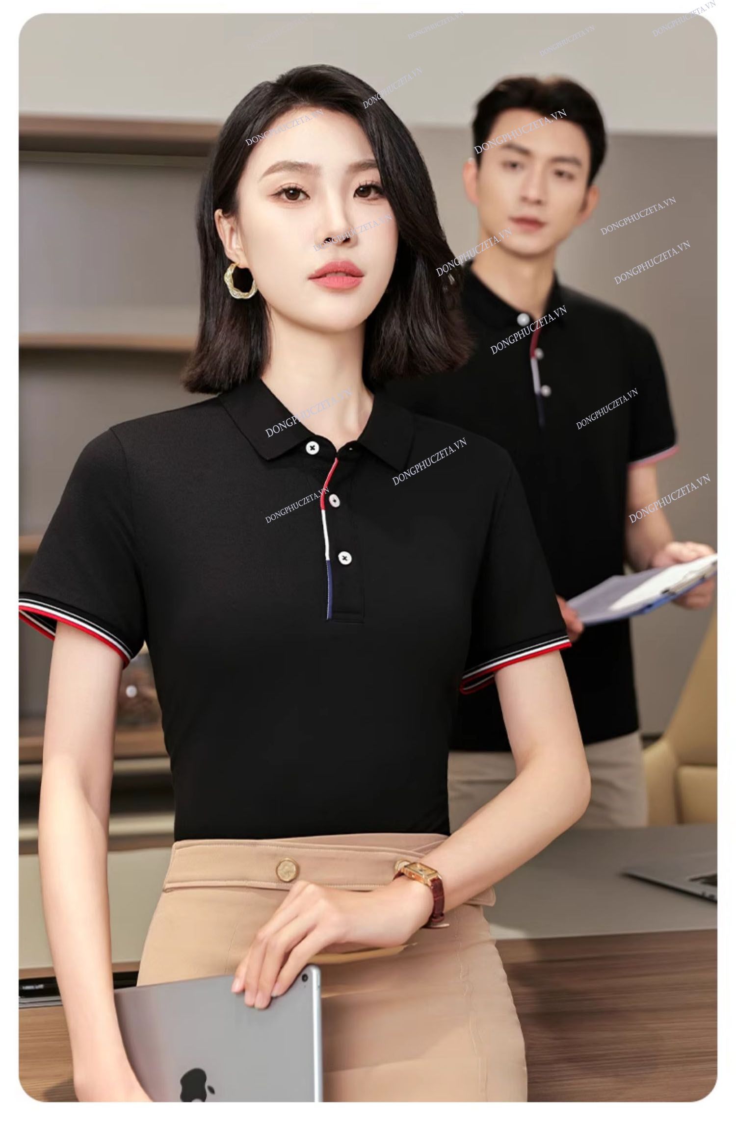 Áo polo Đồng Phục Công Ty Đen Trơn 