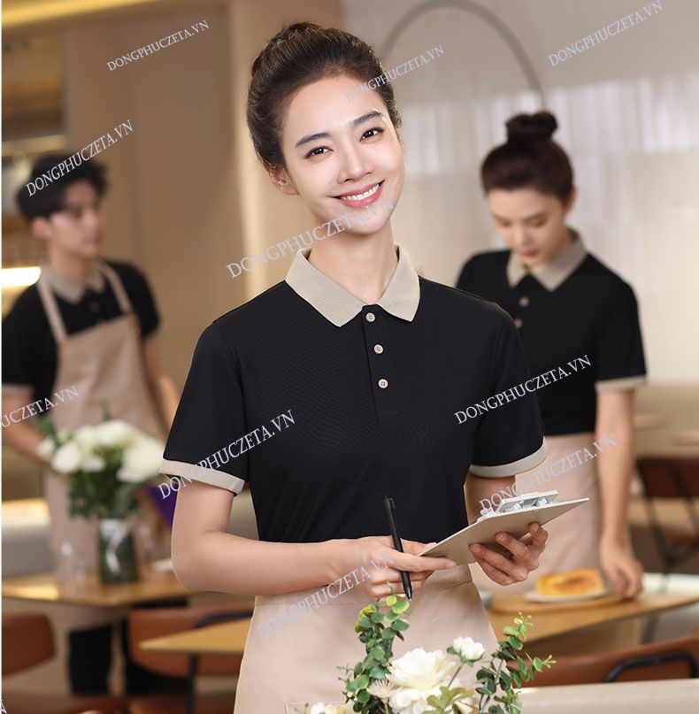 đồng phục quán ăn Áo đen Cổ Be