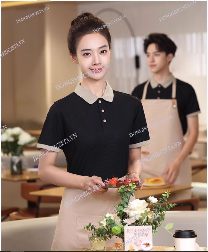 đồng phục quán ăn Áo đen có cổ