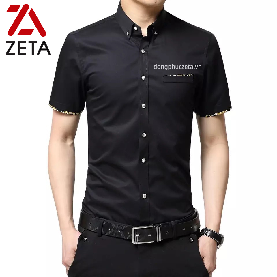 Áo Sơ Mi Dài Tay TQQ M96CS Màu Đen Trơn Dáng Slim Fit Tà Lượn Có Túi Ngực  Chất liệu Sợi Tre OwenShop