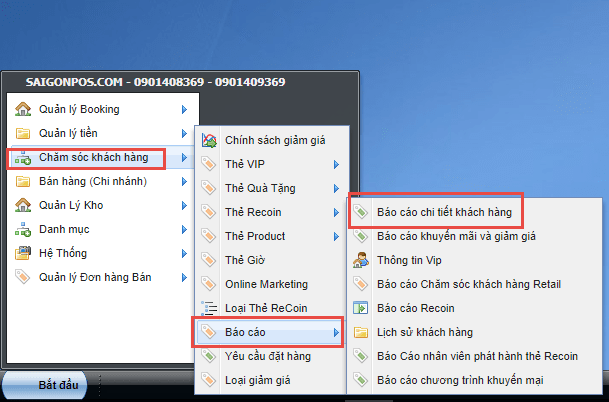 SAI GON POS: Hướng dẫn xem Báo cáo doanh số theo khách hàng