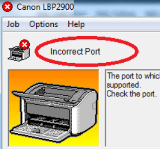 Máy in canon LBP2900 báo lỗi incorrect port