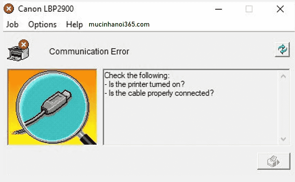 Máy in Canon 2900 không nhận cáp