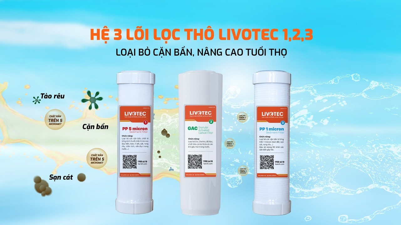 Bộ 3 lõi lọc thô của karofi livotech