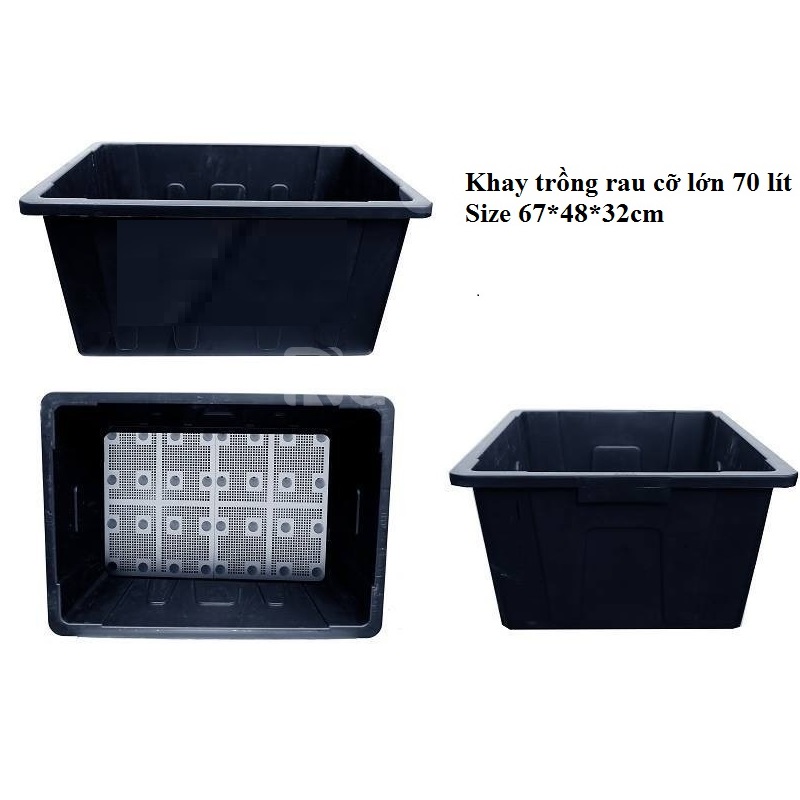 Chậu Trồng Cây Hoa Rau Thông Minh Cỡ Lớn Nhất Loại 70 Lít màu đen