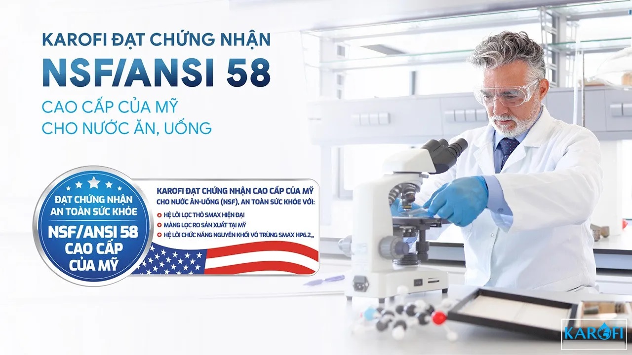 chứng nhận chất lượng của máy lọc nước karofi