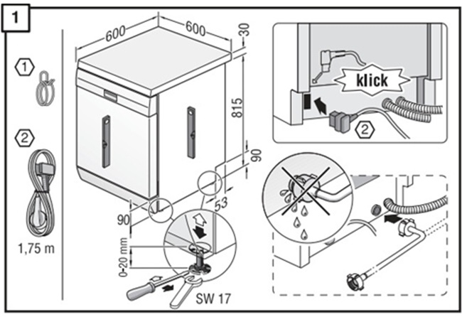 đặc điểm kỹ thuật của máy rửa chén bát bosch.
