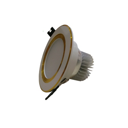 Đèn Led âm trần Downlight đổi màu viền vàng 5w 