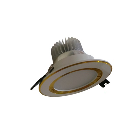 Đèn Led âm trần Downlight đổi màu viền vàng 7 w