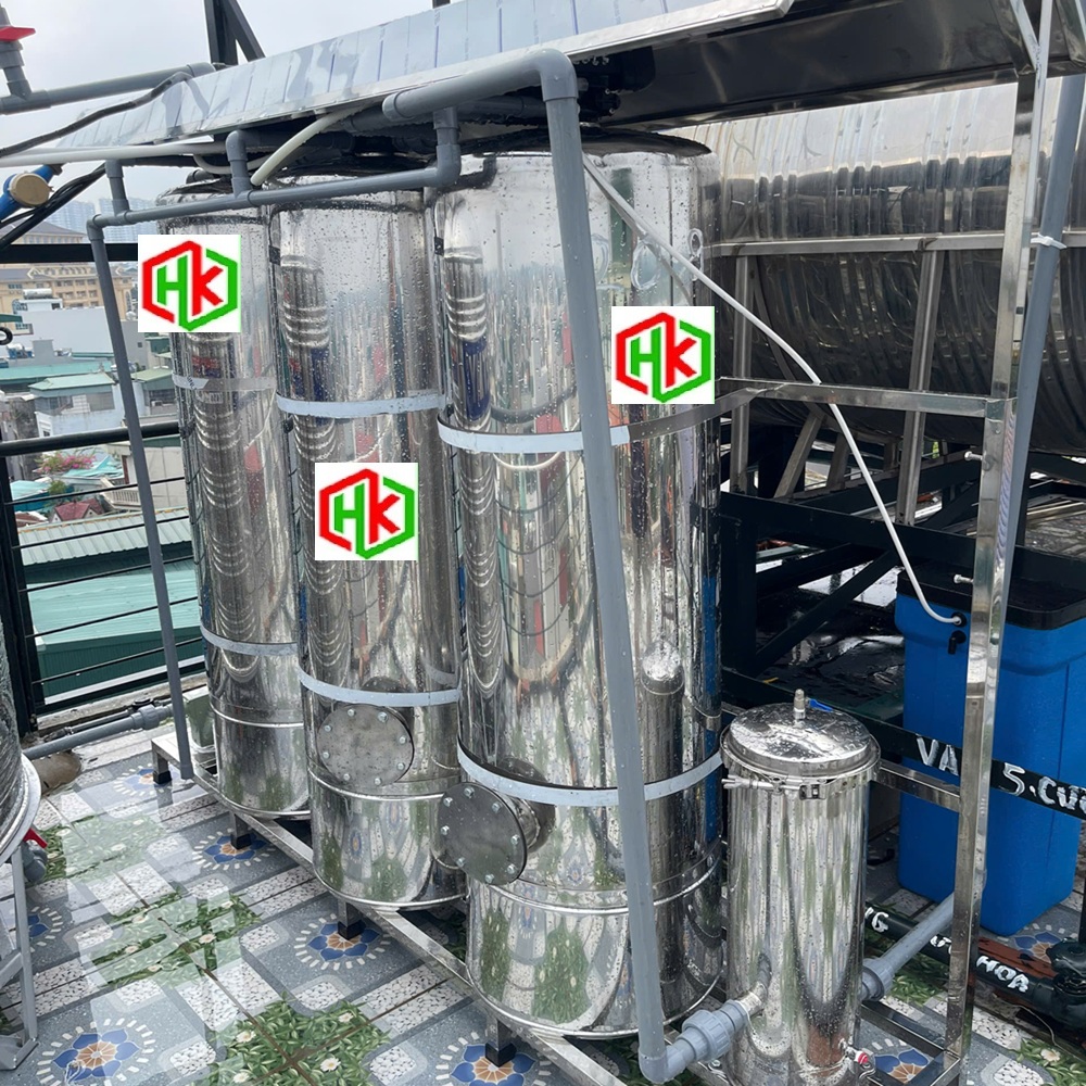 Hệ Thống Lọc Tổng Nước Sinh Hoạt Đầu Nguồn Cột Inox D 500 Công Suất 5m3/h tự động sục rửa vật liệu lọc