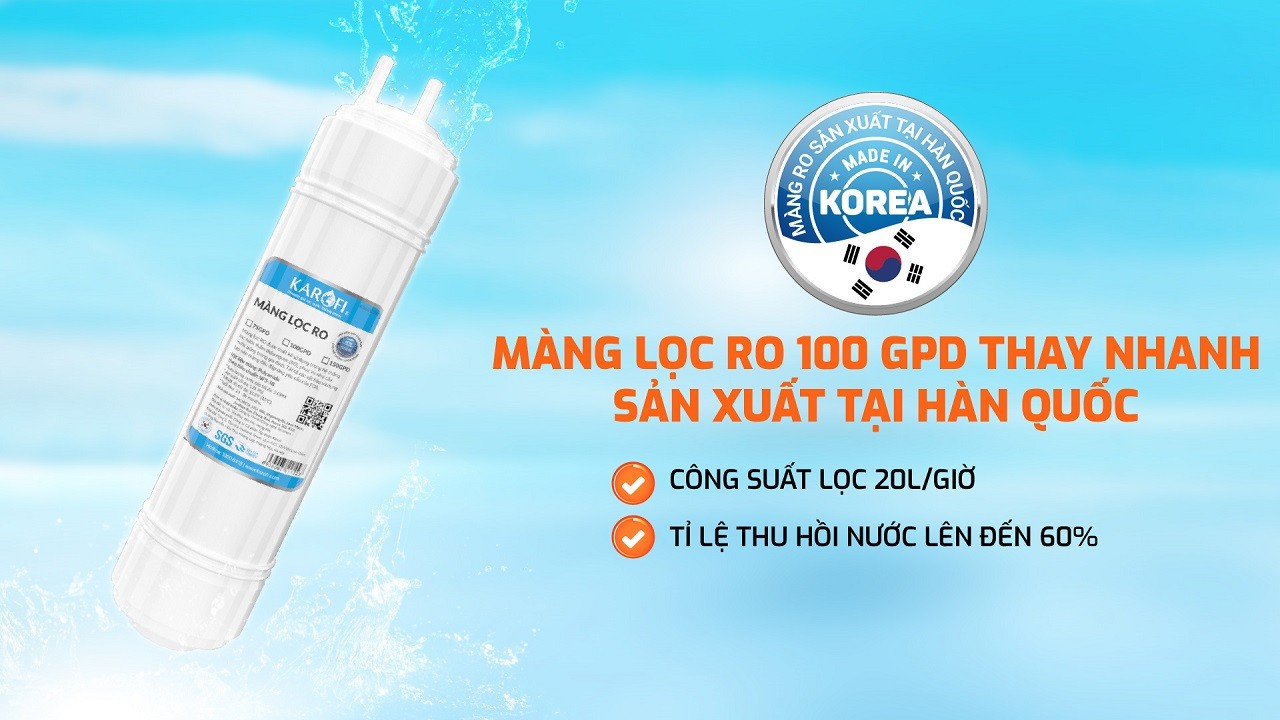 Màng lọc RO 100 GPD thay nhanh sản xuất tại Hàn Quốc