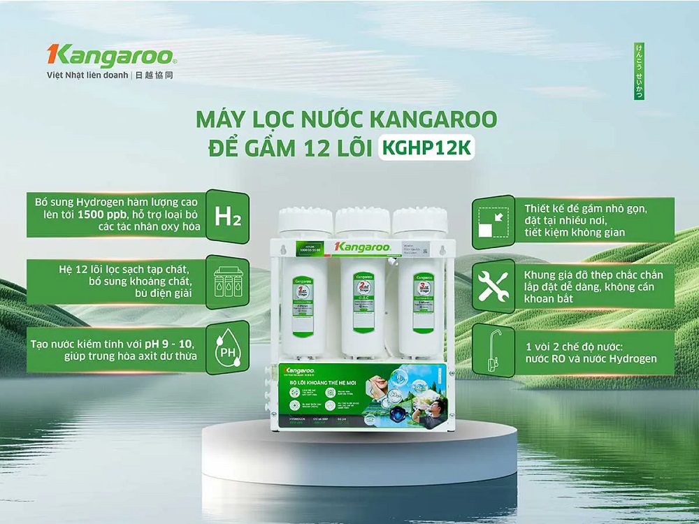 Máy lọc nước Kangaroo Hydrogen KGHP12K - 12 Lõi Mới