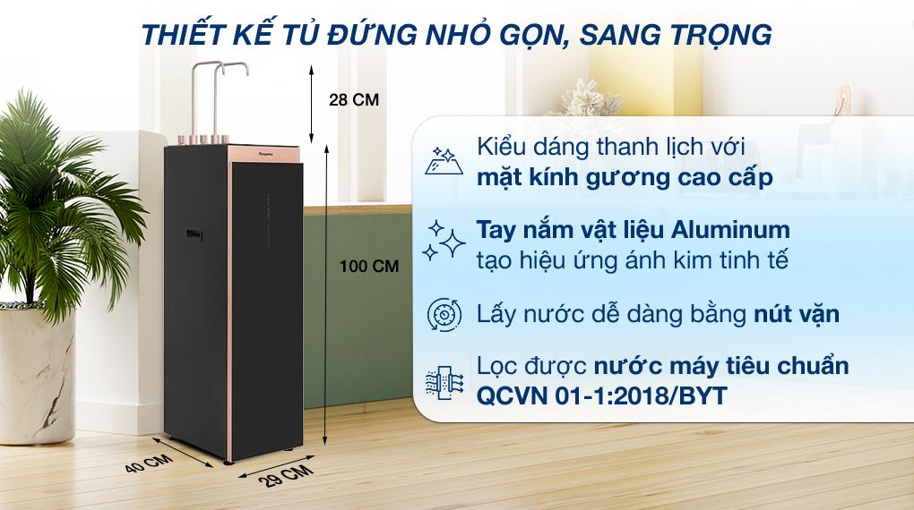 thiết kế Máy lọc nước Kangaroo Hydrogen ion kiềm nóng lạnh KGHC12A3