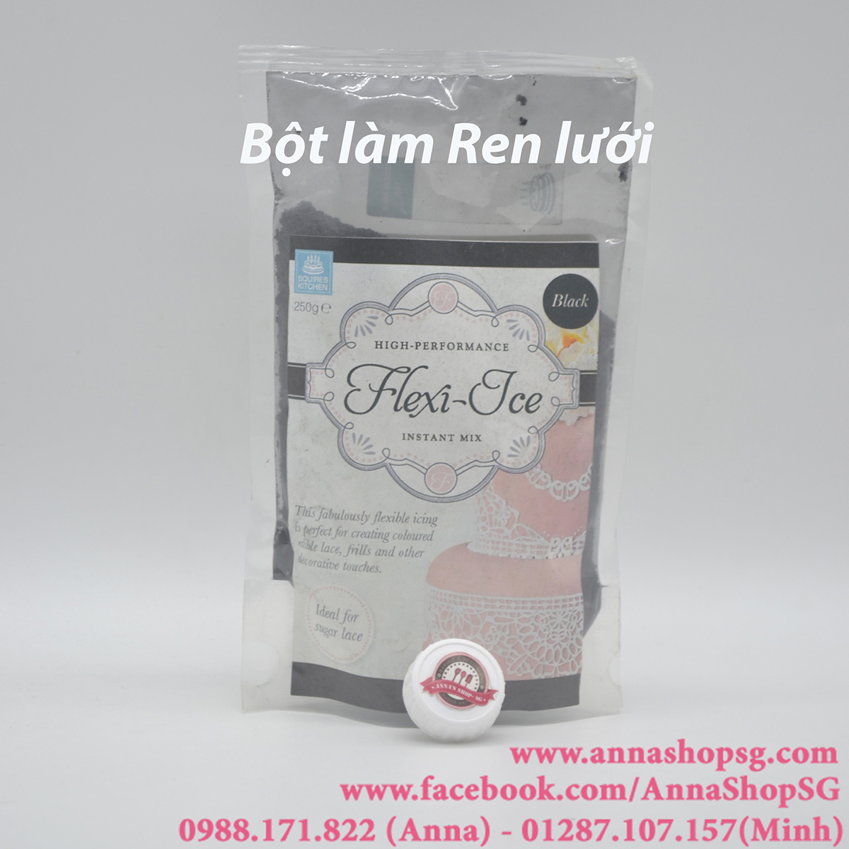 BỘT LÀM REN MÀU ĐEN (50g)