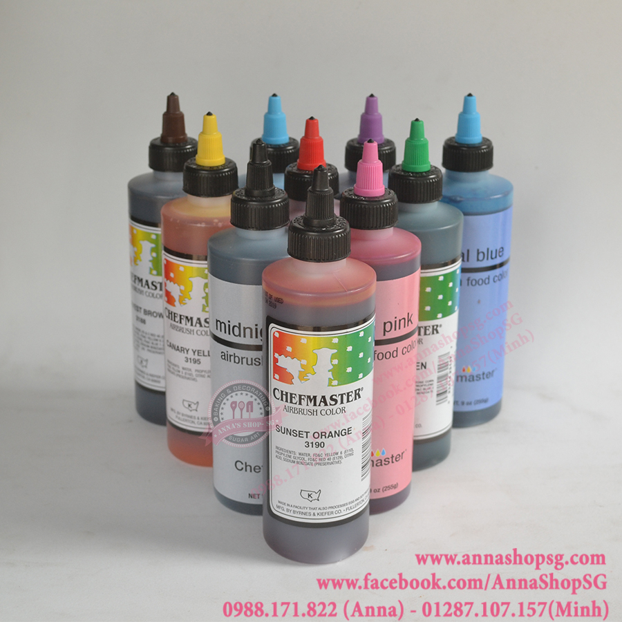 SET 10 MÀU PHUN AIRBRUSH 9OZ  CHEFMASTER
