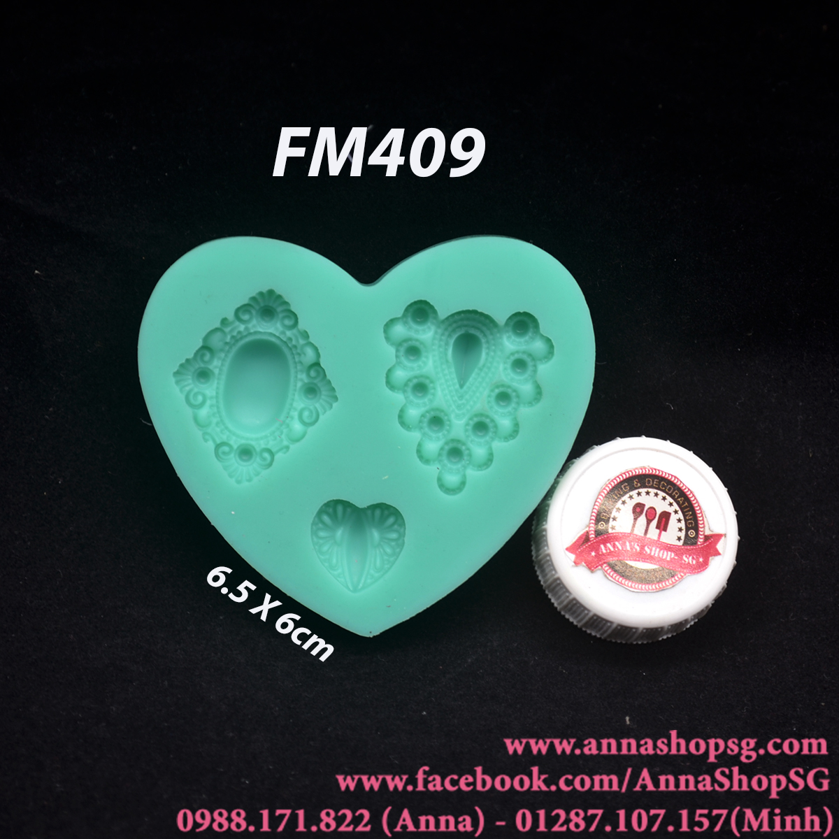KHUÔN TIM 3 MẶT NGỌC FM409