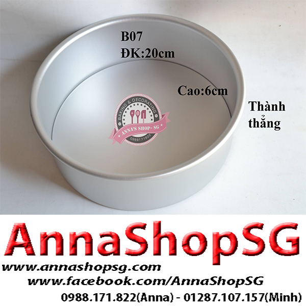 KHUÔN TRÒN ĐẾ RỜI 20CM THÀNH THẲNG B07