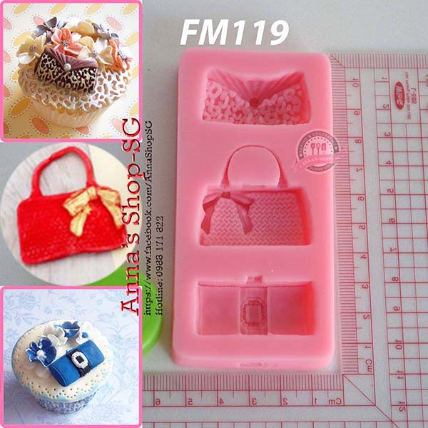 KHUÔN FONDANT 3 MẪU TÚI XÁCH  FM119