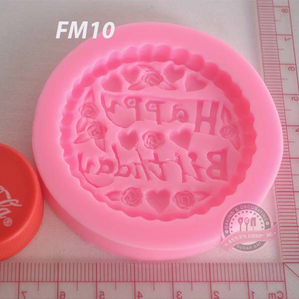 KHUÔN FONDANT HAPPY BIRTHDAY TRÒN   FM10