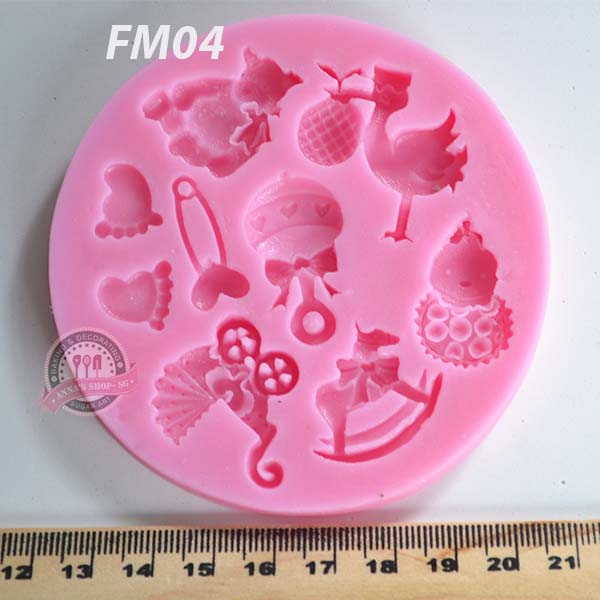 KHUÔN FONDANT XE NÔI,NGỰA GỖ  FM04